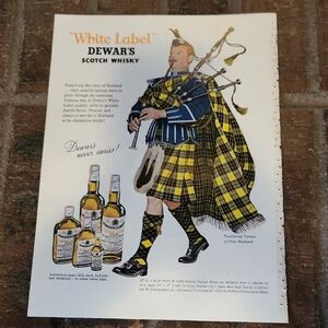 Vintage White Label Dewar's Scotch Whisky Ad MCM From 1963 GOURMET magazine